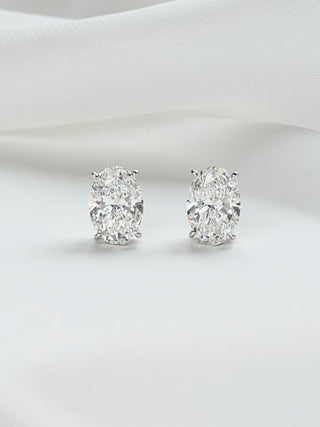 2.00cts Oval Solitaire Diamonds Earrings