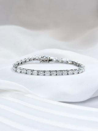 Emerald & Pear Diamond East West Tennis Bracelet