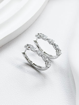 Mixed Shape Diamond Oval Hoops