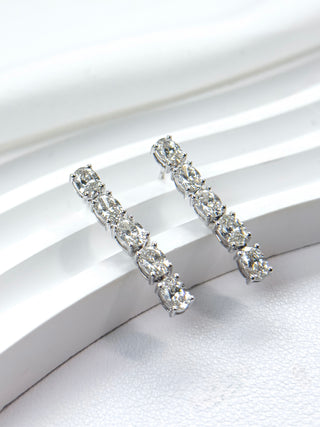Oval Diamond Dangle Earrings