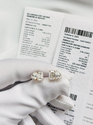Toi et Moi Emerald & Pear Diamonds Earrings
