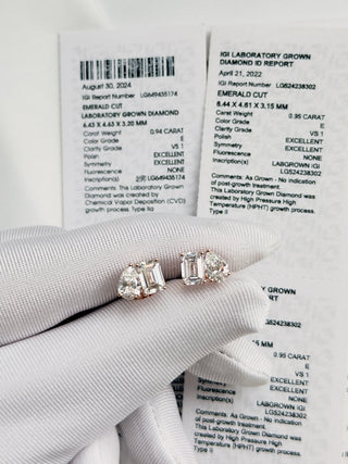 Toi et Moi Emerald & Pear Diamonds Earrings