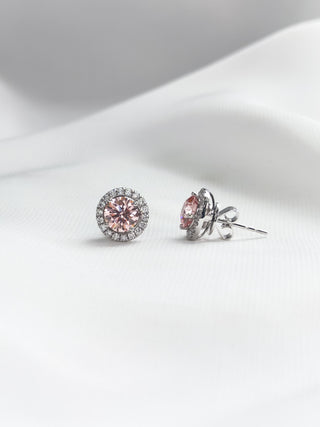 1.00ct Pink Round Diamond Earrings with Jacket