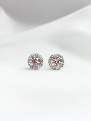 1.00ct Pink Round Diamond Earrings with Jacket