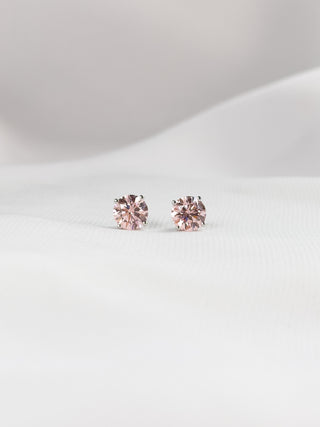1.00ct Pink Round Diamond Earrings with Jacket