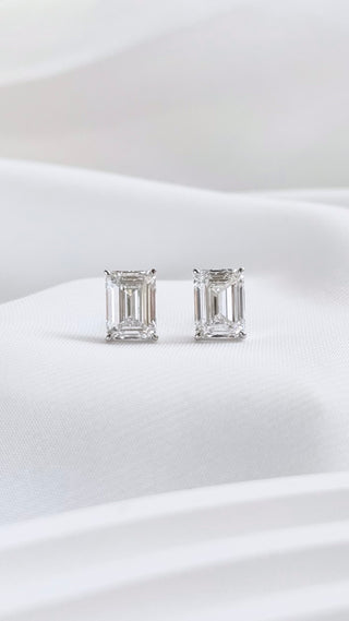 1.50cts Emerald Cut Solitaire Diamonds Earrings