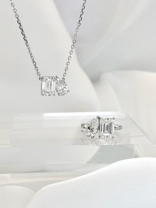Toi et Moi Emerald & Pear Cut Necklace