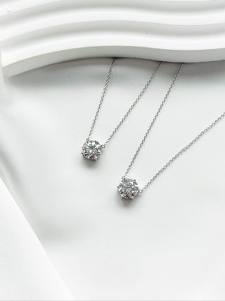 2.00cts 4-Prong Round Solitaire Diamond Necklace