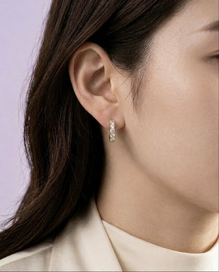Round Diamond Hoop Earrings