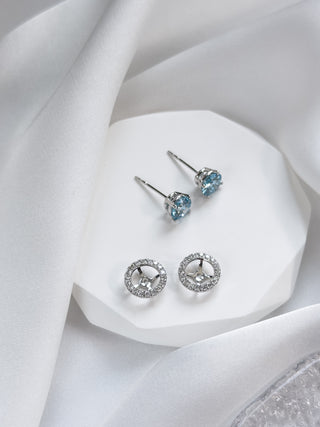 1.00ct Blue Round Diamond Earrings with Jacket