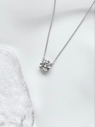 2.00cts 4-Prong Round Solitaire Diamond Necklace