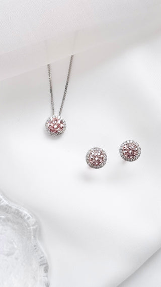 1.80cts Pink Diamond Halo Pendant with Necklace