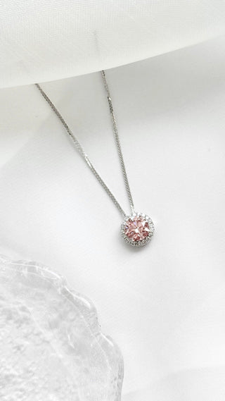1.80cts Pink Diamond Halo Pendant with Necklace