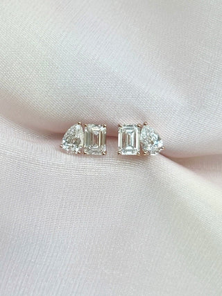 Toi et Moi Emerald & Pear Diamonds Earrings
