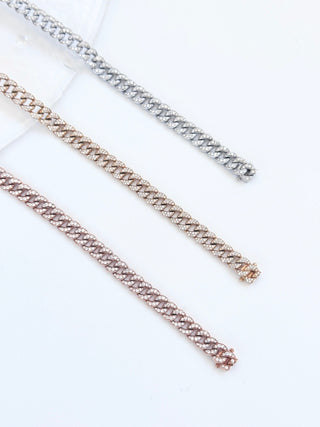 Single Row Cuban Diamonds Bracelet