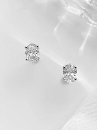 2.00cts Oval Solitaire Diamonds Earrings