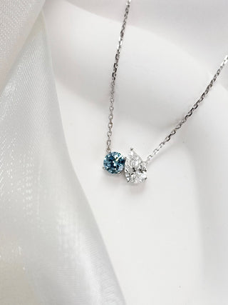 Toi et Moi Diamond & Pear Cut Diamond Necklace