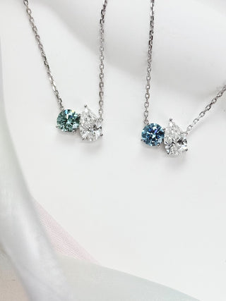 Toi et Moi Diamond & Pear Cut Diamond Necklace