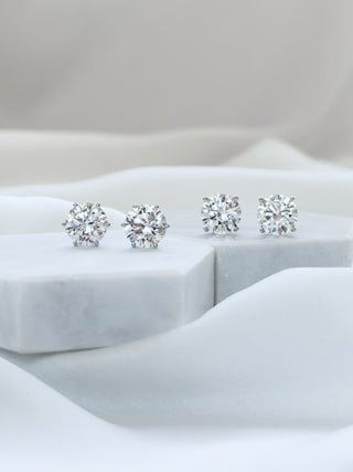 6-Prong Solitaire Round Martini Setting Earrings