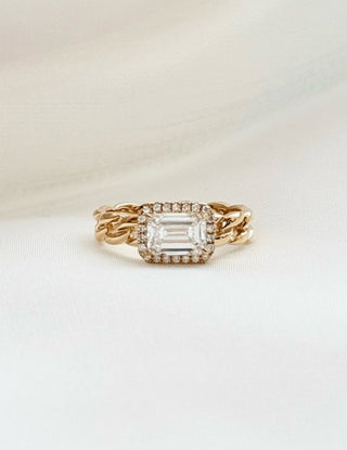 1.00cts Emerald Diamond Cuban Ring