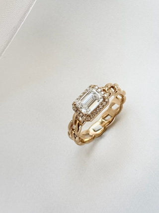 1.00cts Emerald Diamond Cuban Ring