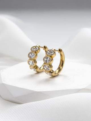 0.26ct Oval Diamond East-West Bezel Hoop Earrings