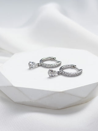 0.26ct Pear Diamond Drop Huggie Earrings