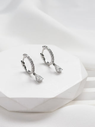 0.26ct Pear Diamond Drop Huggie Earrings