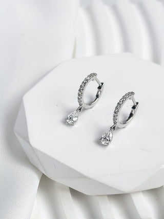0.26ct Pear Diamond Drop Huggie Earrings
