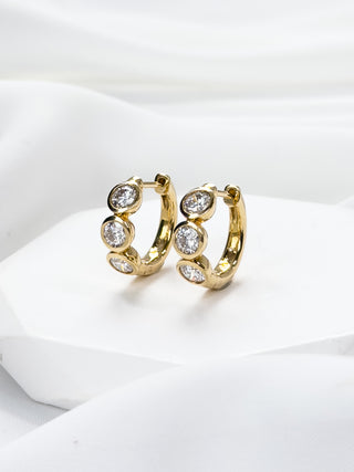 0.24ct Round Diamond Bezel Hoop Earrings