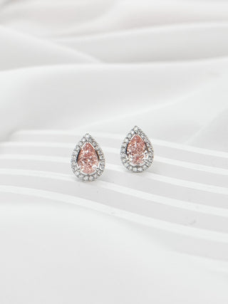1.00cts Pink Pear Diamonds with Jacket Earrings