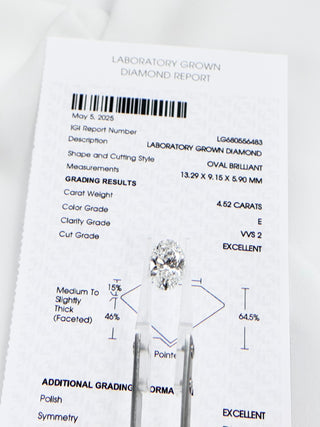 4.52cts Oval-cut Lab Grown Diamond