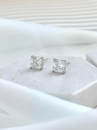 Solitaire Asscher Diamonds Earrings