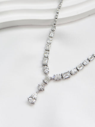 Mixed Shapes Diamond Drop Necklace
