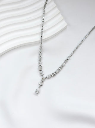 Mixed Shapes Diamond Drop Necklace